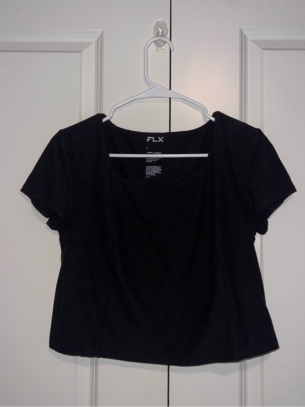 FLX Black Scoop Neck Short Sleeve Top